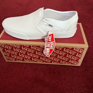 Vans White Slip-On Sneakers